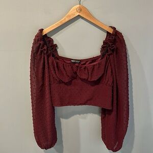 SHEIN Crop Burgundy Women's Top L